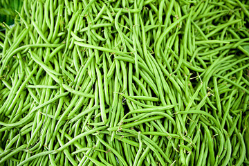 Fagiolini verdi freschi al mercato