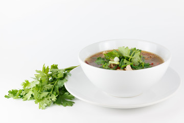 chicken tom yum in bowl (Thai food)
