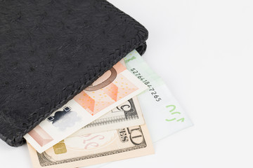 Purse with banknotes.