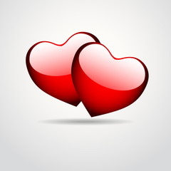 Two love hearts, vector card design concept for lovers