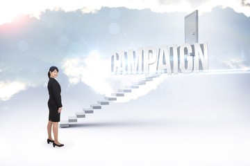 Campaign against white steps leading to closed door