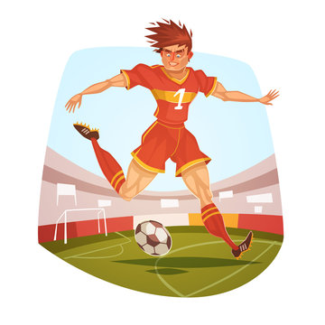 Forward. Soccer player. Vector image