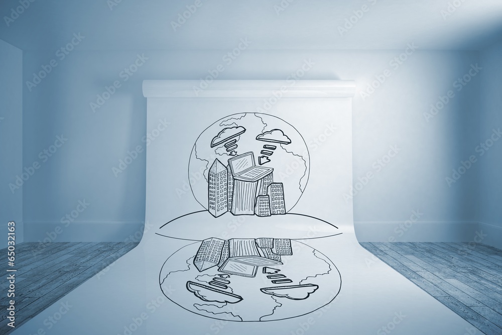 Aufkleber Composite image of global cloud computing doodle