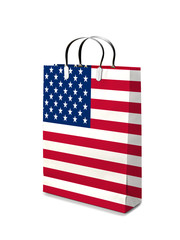 Shopping bag with USA flag. Retail business