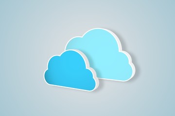 Two blue clouds for cloud computing