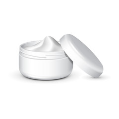 Cream, Gel Or Powder, Light Gray, White, Opened Empty Jar Can