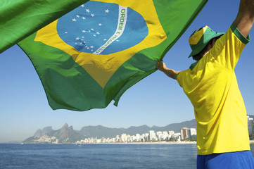 Brazilian Football Player with Flag Ipanema Rio