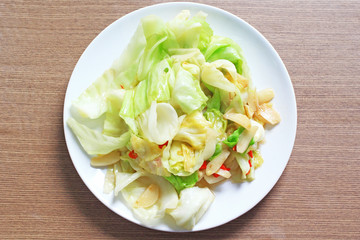 Delicious fry cabbage vegetable. Thai food.