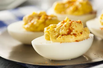 Gordijnen Healthy Deviled Eggs as an Appetizer © Brent Hofacker