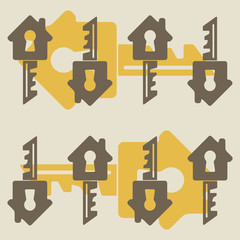 seamless background, home, house, building, key