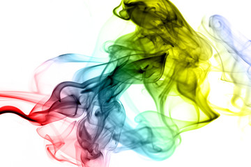Colorful smoke on the white background