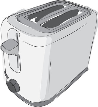Sketched line drawing of a modern 2 slice toaster. 
