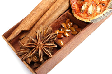 Cinnamon sticks ,anise stars and dried quince