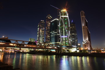 Obraz premium Famous and Beautiful night view Skyscrapers City international b
