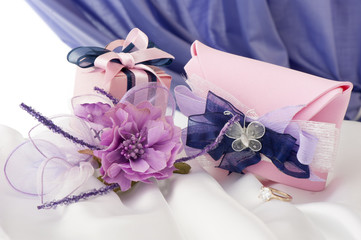  wedding rings on colorful fabric