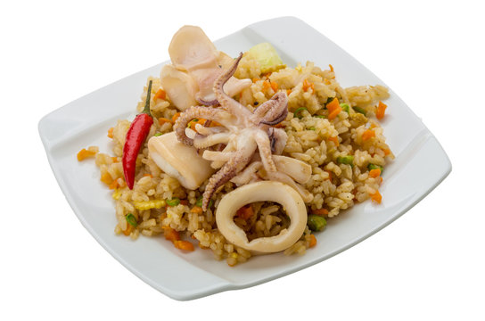 Fried rice with calamari