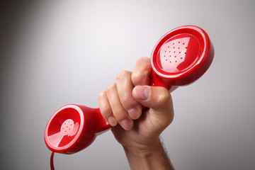 Red telephone receiver