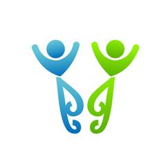 Happy friends meeting. Concept of partnership logo