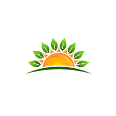 Sun with leaves image logo