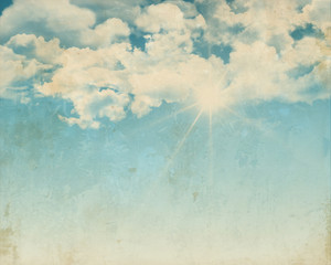 Grunge background of a sunny blue sky
