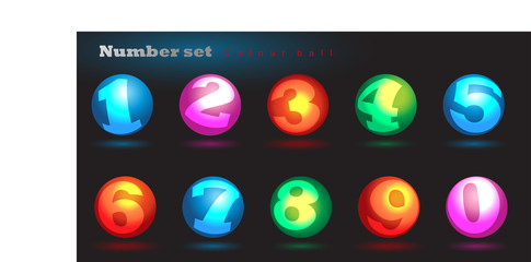 Vector illustration of colored buttons with number. Shadows