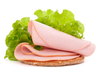 sandwich with pork ham on white background  cutout