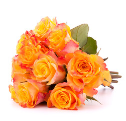 Yellow rose flower bouquet isolated on white background cutout