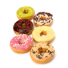 Delicious doughnuts isolated on white background