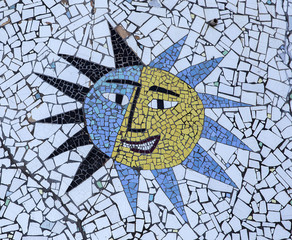 Ceramic mosaic of sun