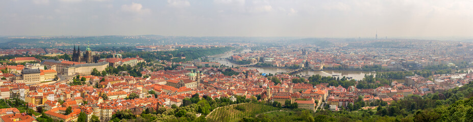 Fototapeta na wymiar Panorama of Prague from Petrin Lookout Tower