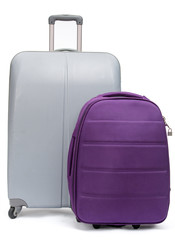 Close up of two suitcases for traveling, isolated