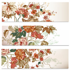 Business cards set with flowers