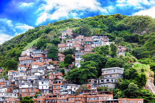 Favela, Brazilian slum on a hillside in Rio de Janeiro