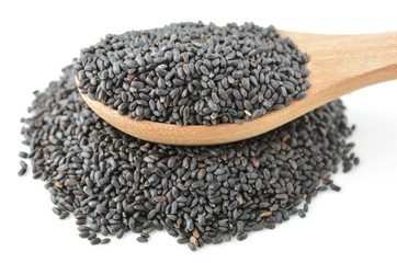 Basil seeds isolated on white