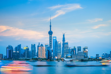 beautiful shanghai skyline at dusk