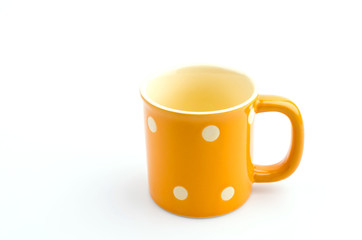 Yellow mug isolated white background