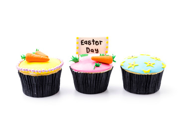 Easter cupcakes isolated white background