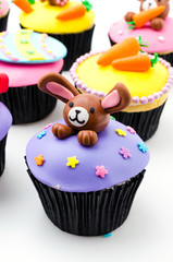 Easter cupcakes isolated white background