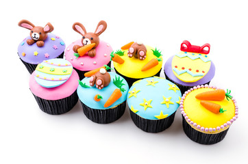 Easter cupcakes isolated white background