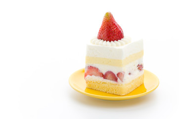 Strawberry cheesecake isolated on white background
