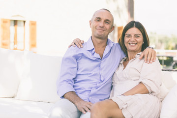 Beautiful Adult Couple Embraced Outdoor