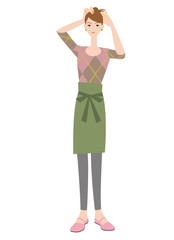 身支度する主婦