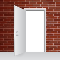 brick wall and open door illustration design