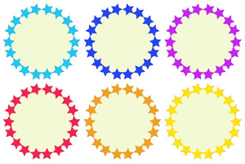 Colourful round empty templates made of stars