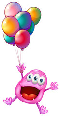 Obraz na płótnie Canvas A happy monster with balloons