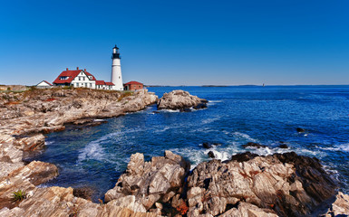 Fototapeta na wymiar Portland Head Lighthouse w Cape Elizabeth, Maine