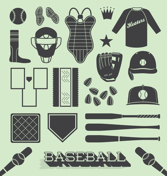 Vector Set: Baseball Objects and Icons