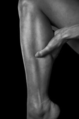 Pain in the female calf muscle