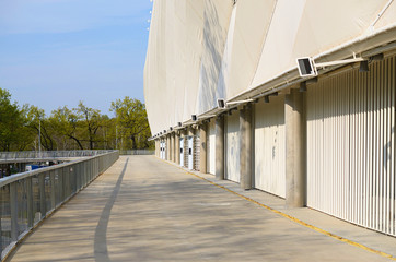 The new stadium in Debrecen, Hungary. Outdoor view.