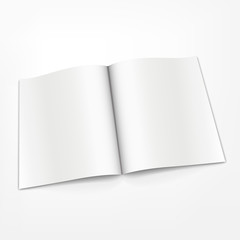 blank opened booklet on white background